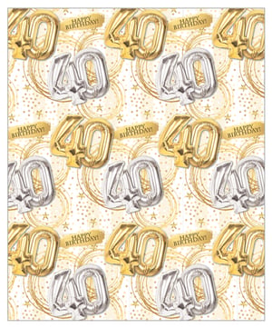 gold and silver balloons with the number 40 on them.