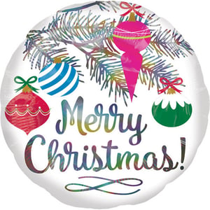 A Christmas balloon that says "Merry Christmas" on it.
