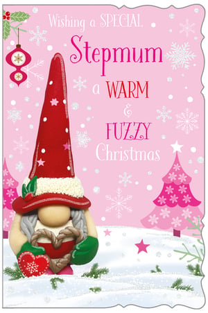 A Christmas card wishing a special stepmom a warm and fuzzy Christmas.