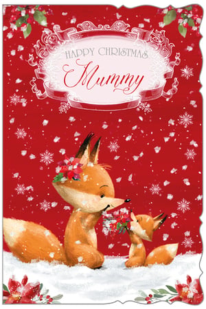 A Christmas card that says "Happy Christmas, Mummy."
