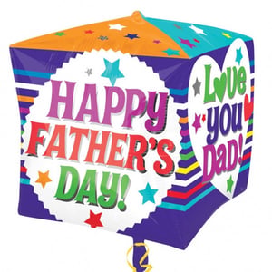 A colorful balloon that says "Happy Father's Day."