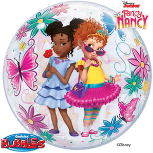 A fancy Nancy bubble with two girls on it.