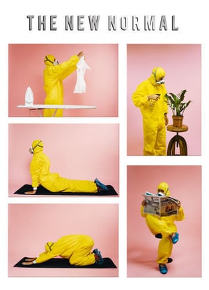 A collage of images with the words "The new normal" at the top.