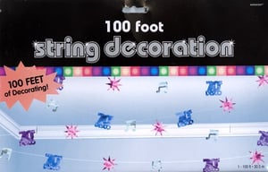 A package of 100-foot string decorations with disco decorations.