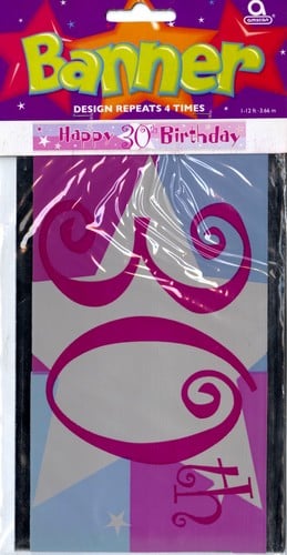 A banner that says "Happy 30th birthday" on it.