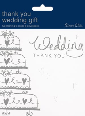 A thank you wedding gift contains six cards and envelopes.