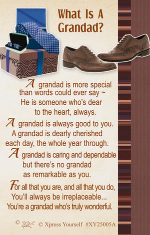 A card that says "What is a grandad?"