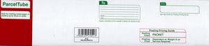 An envelope with "parcel tube" written on it.