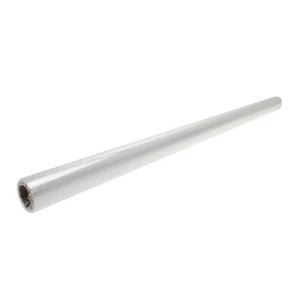 A roll of clear plastic wrap on a white background.
