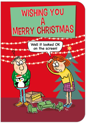 A card that says "wishing you a Merry Christmas."