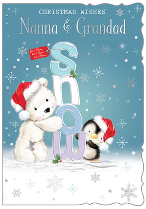 A Christmas wishes card for Nanna and Grandad.
