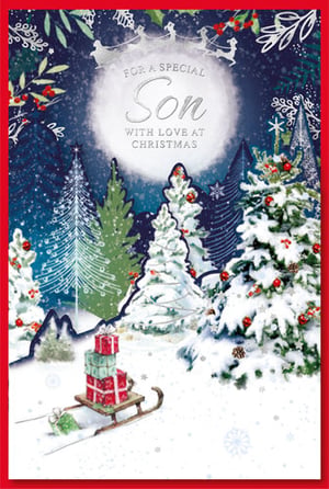 A Christmas card for a special son with love at Christmas.
