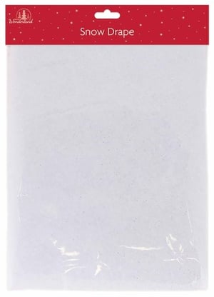 A white snow drape is in a plastic bag.