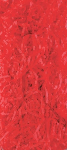 A white background with a pile of red shredded paper.
