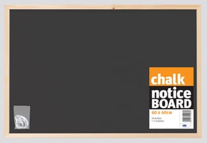 A chalk notice board with a wooden frame.