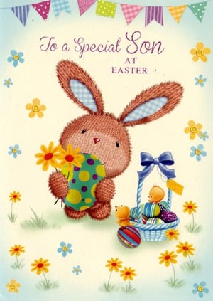 A card that says "to a special son at Easter."
