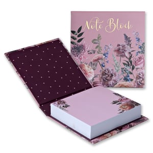 Discover the charming Blushing Rose Note Block, brought to you by Partisan Products Ltd. This delightful single note block is presented in a beautifully crafted case, adorned with a captivating floral design in soft pinks and mauves, complemented by elegant gold 'Note Block' script.
Inside, a rich plum interior with playful polka dots adds a touch of whimsy. The note block itself features pretty pink pages, some subtly embellished with matching floral details, perfect for all your notes and reminders. A stylish addition to any desk or a thoughtful gift, this Blushing Rose Note Block combines practicality with exquisite design. Available as single units for your convenience.
