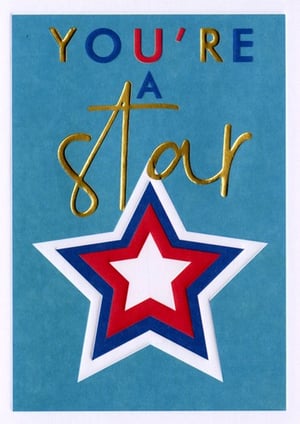 A blue card that says you're a star.
