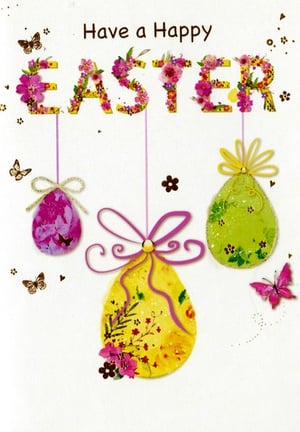 A greeting card that says "Have a happy Easter."