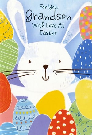 An Easter card for a grandson with a bunny and eggs.