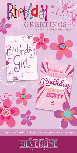 A package of open birthday greetings for females birthdays.