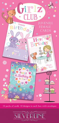 A box of girls' club juvenile female cards.