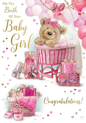 on the birth of your baby girl congratulations card