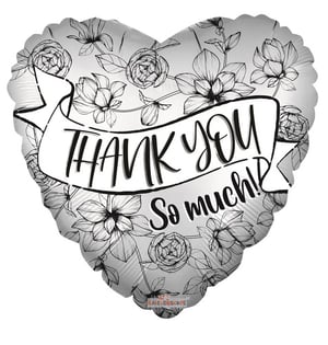 a heart shaped balloon that says thank you so much