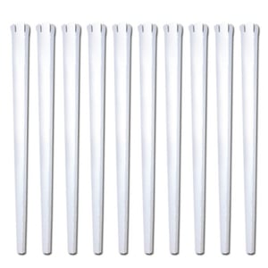 a row of white plastic straws on a white background .