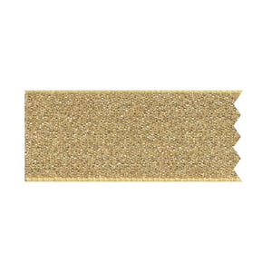 a gold ribbon with a white border on a white background