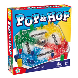 a colorful board game called pop & hop