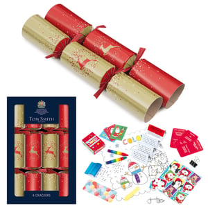a box of tom smith crackers with a christmas theme