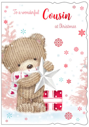 a christmas card says to a wonderful cousin at christmas