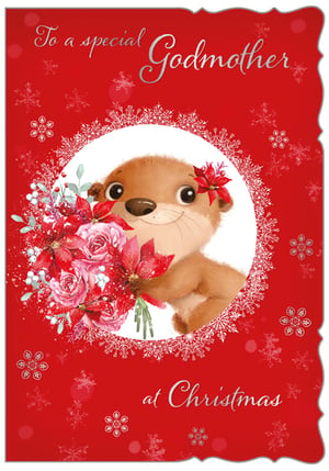 a christmas card that says to a special godmother at christmas