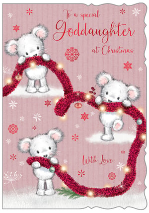 a christmas card that says to a special goddaughter at christmas