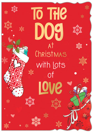a christmas card that says to the dog at christmas with lots of love