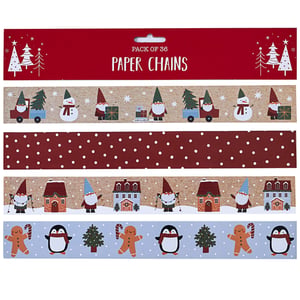 a pack of 36 paper chains with christmas characters on them
