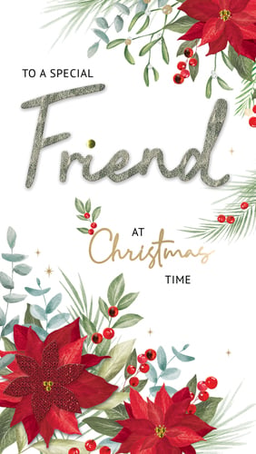 a christmas card that says to a special friend at christmas time
