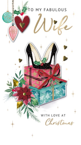 a christmas card that says to my fabulous wife with love at christmas
