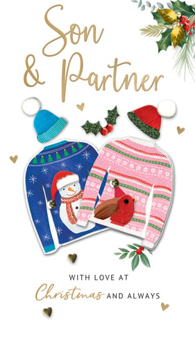 son and partner with love at christmas and always christmas card