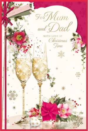a christmas card that says for mum and dad with love at christmas time