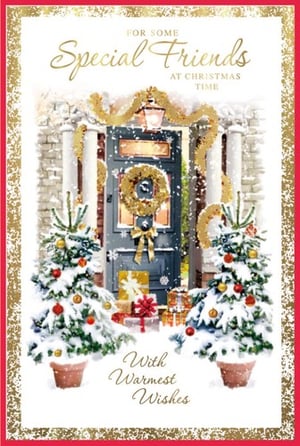 a christmas card that says " for some special friends at christmas time "