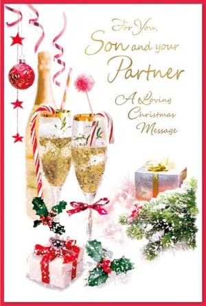 a christmas card for a son and his partner