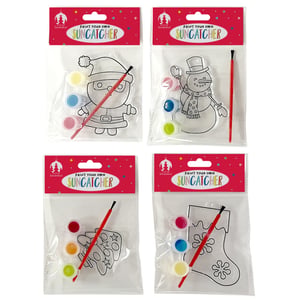 four packages of paint your own suncatchers with brushes