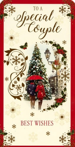 a christmas card that says to a special couple best wishes