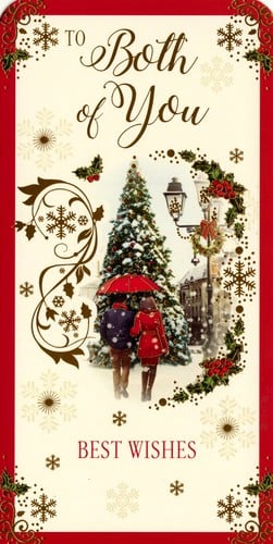 a christmas card that says to both of you best wishes