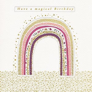 a birthday card with a rainbow and the words `` have a magical birthday '' .