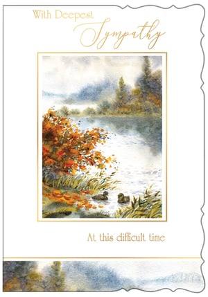 a sympathy card with a painting of ducks in a lake
