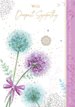 A card that says "With deepest sympathy" on it.