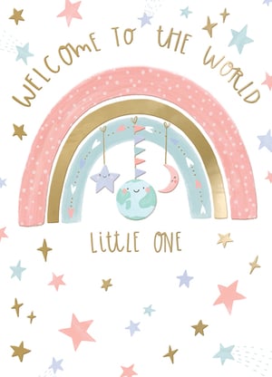a rainbow with the words welcome to the world little one